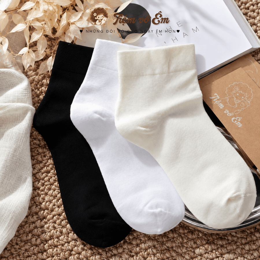 Vớ Cổ Ngắn Trơn Basic Tinh Tế