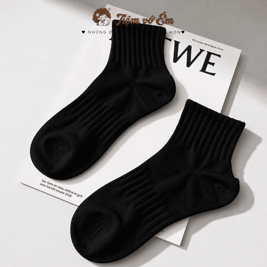 Tất Cổ Trung Thể Thao Cotton - Style Basic Unisex